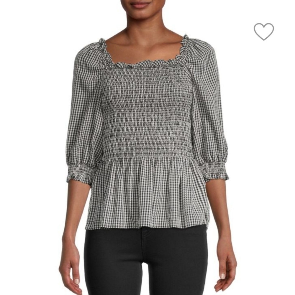 Max Studio Smocked Gingham Top